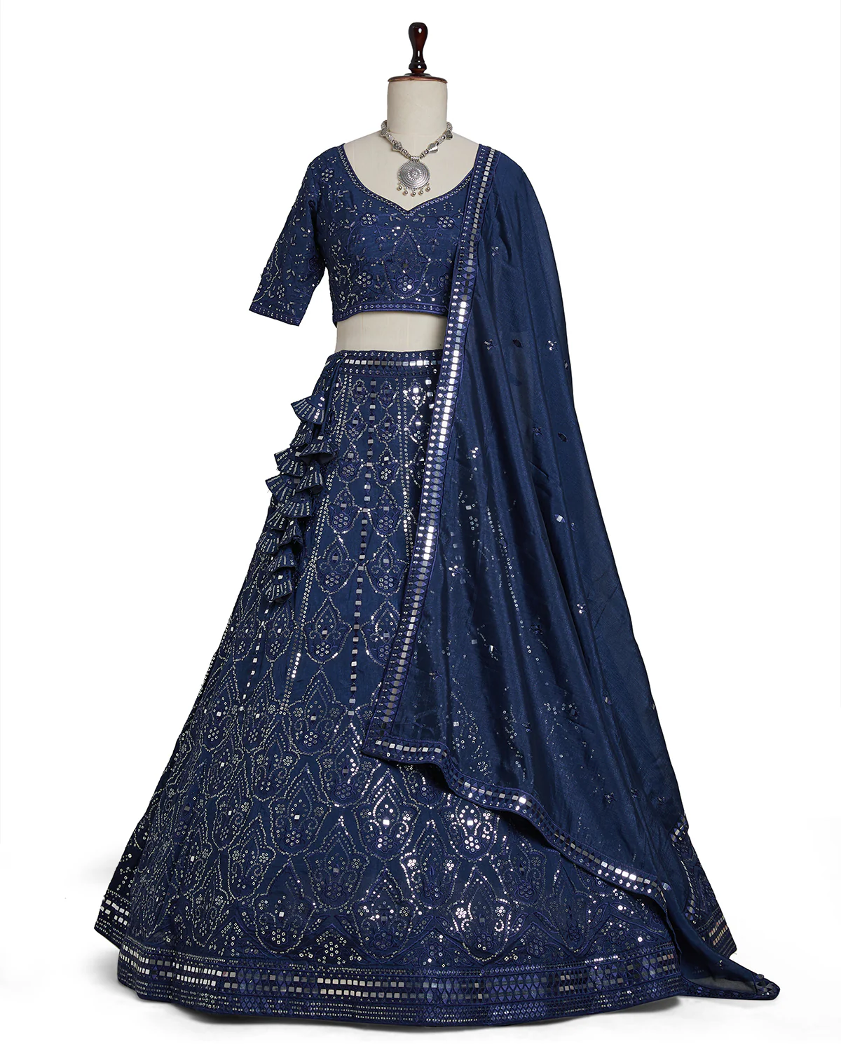 Blue Color Sequence Embroidery Lehenga Choli for Wedding Function – Elegance in Every Stitch - Image 2