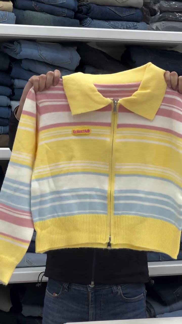 ✨Trendy Striped Cute Colorful Girls Winter Zip Cardigan Sweater With Soft Cozy Fabric✨ - Image 2