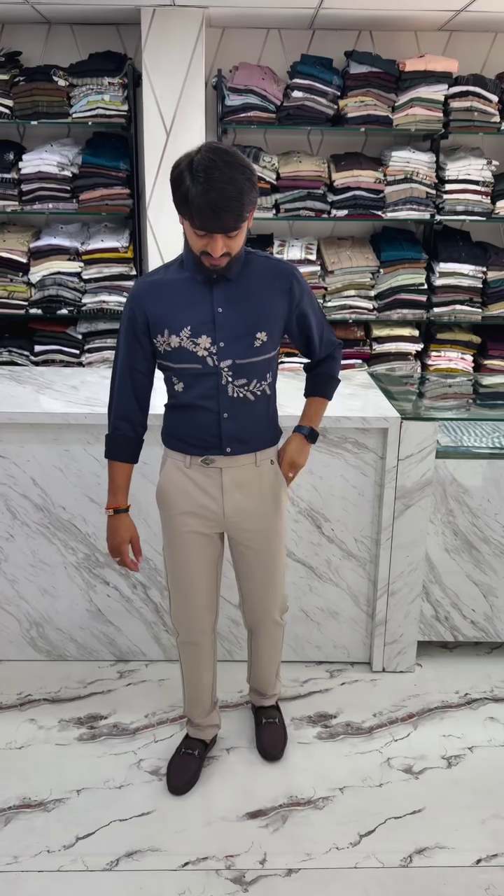 Midnight Bloom Embroidered Shirt ππΊ | Luxe Garden Edition