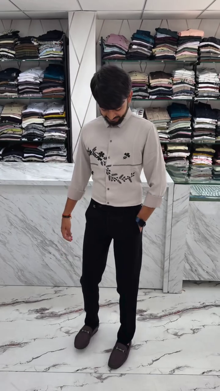 Midnight Bloom Embroidered Shirt ππΊ | Luxe Garden Edition - Image 3