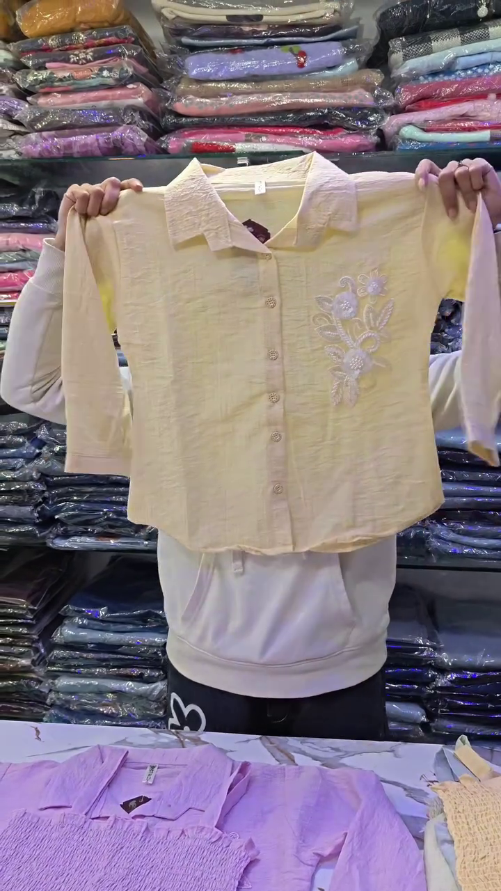 Lavender Dream Long-Sleeved Collared Shirt๐ with Floral ๐ธ Embroidery + Bead โจ Detailing - Image 2