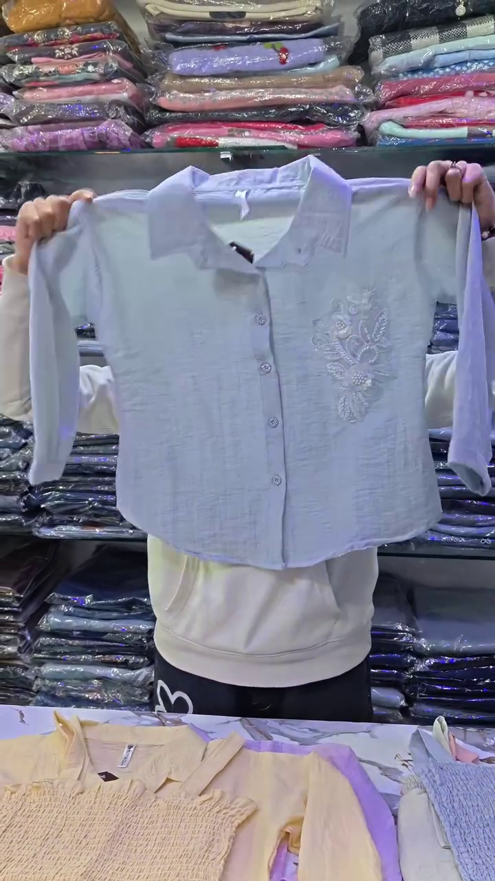 Lavender Dream Long-Sleeved Collared Shirt๐ with Floral ๐ธ Embroidery + Bead โจ Detailing - Image 6