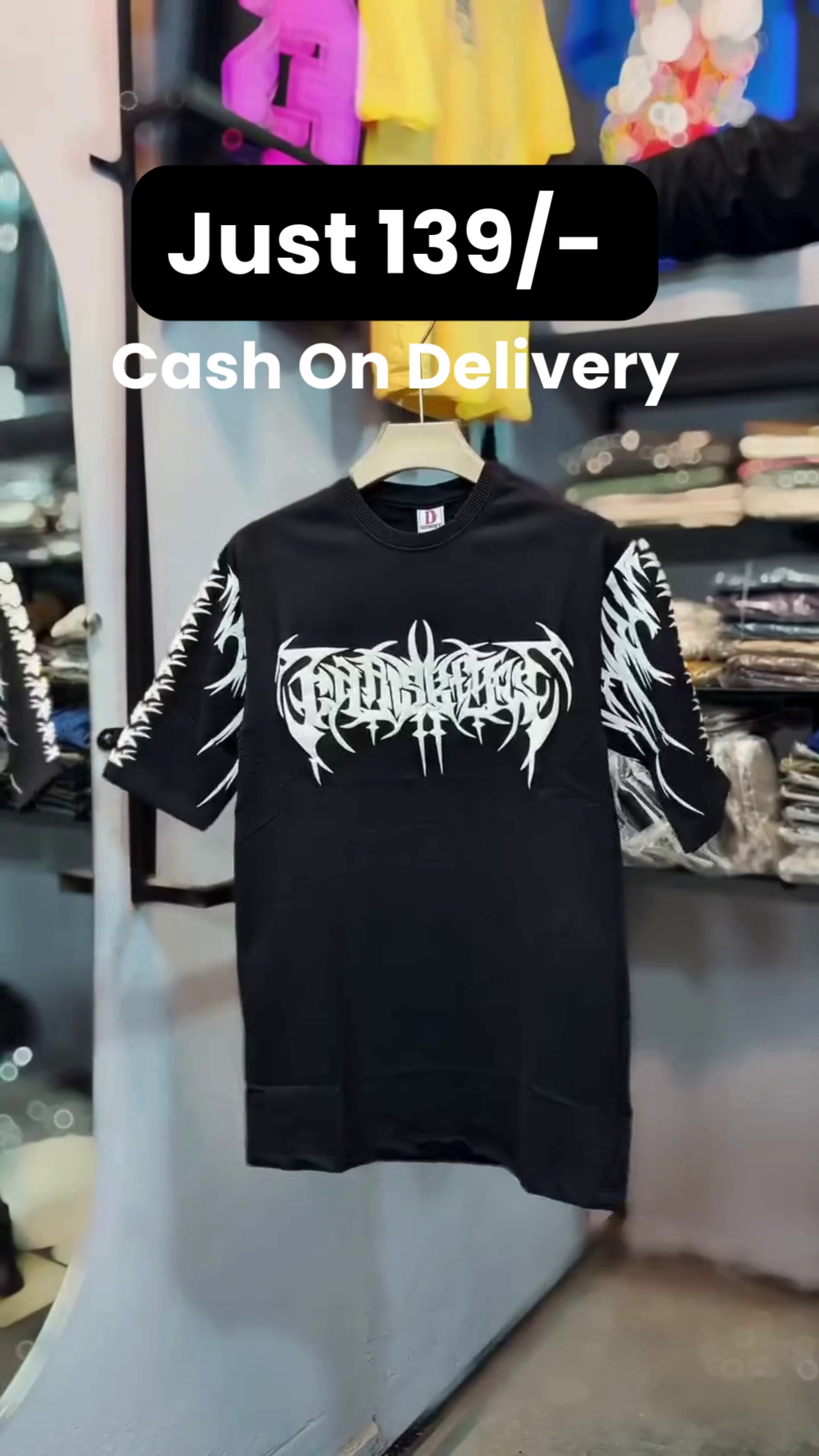 Haunted Graphic White T-Shirt π with Bold Black Typography π€ + Spooky Orange & Black Hands ποΈπ§‘ - Image 4