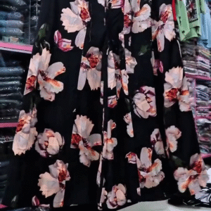 Women Black Floral Printed Flared Skirt | Flowing & Comfortable Daily Wear