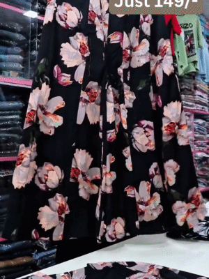 Women Black Floral Printed Flared Skirt | Flowing & Comfortable Daily Wear