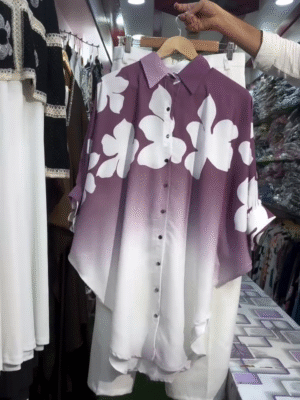 Women Ombre Floral Print Button-Down Shirt | Stylish Casual Wear Top