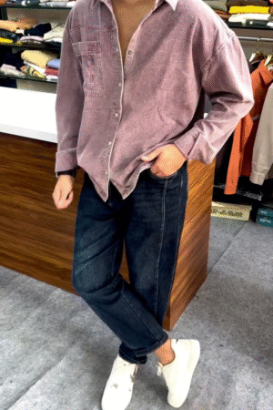 Shirt With Relaxed Fit Dark Wash Two Piece Outfit