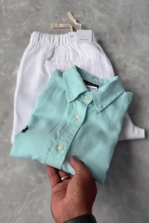 Green Casual Shirt with White Trouser Summer Outfit