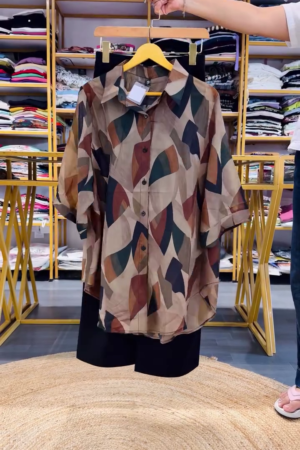 Women’s Abstract Print Button-Down Shirt