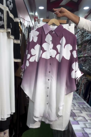 Women Ombre Floral Print Button-Down Shirt | Stylish Casual Wear Top