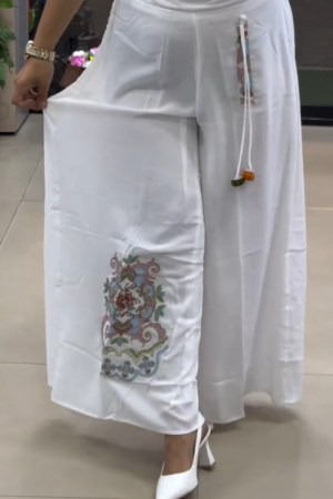 Midnight Charm Embroidered Wide-Leg Palazzo Pants